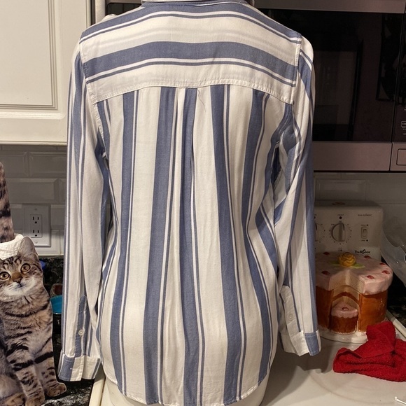 R womens Perfect Shirt long sleeve button up striped regular size shirt XL - Picture 2 of 3